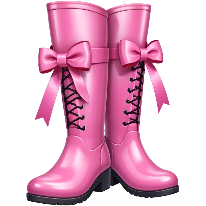 Pink boots with a pink ribbon  emoji