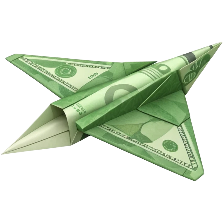 Paper plane made of money side view emoji