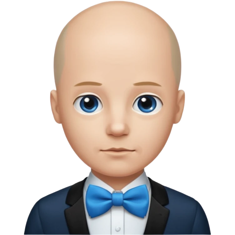 Bald with blue bow tie, balck dress emoji