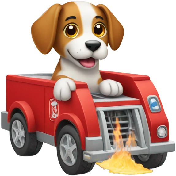 A dog washing a fire engine emoji