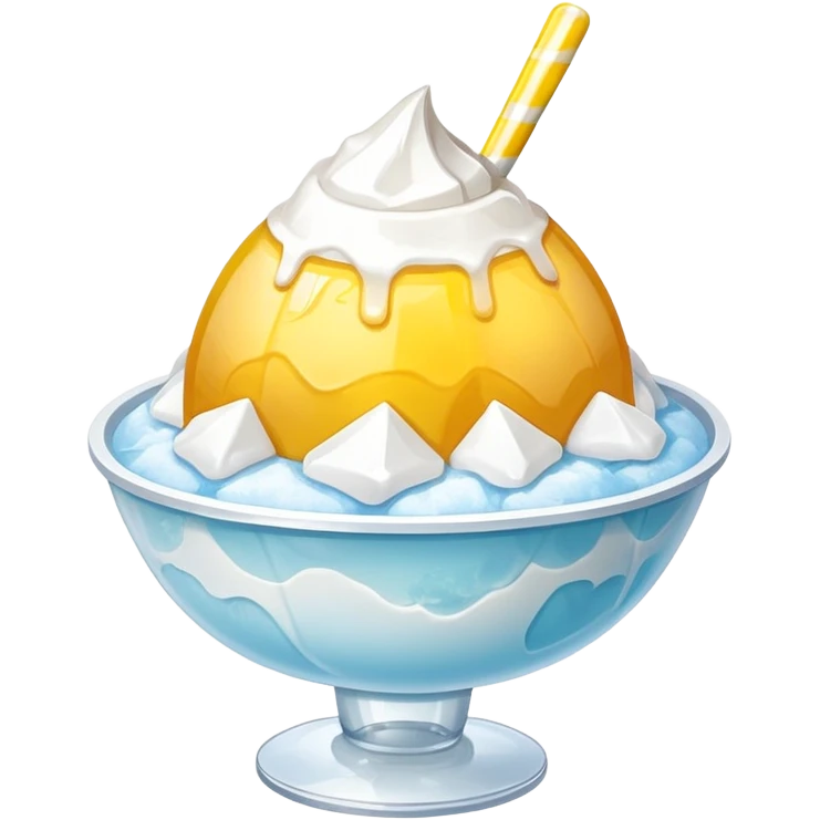 white shaved ice with yellow syrup emoji