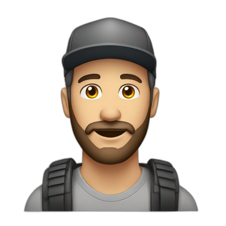 Hombre de 30 años con barba y gorra  emoji