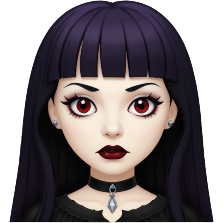 vampira gótica branca de cabelo preto e franja emoji