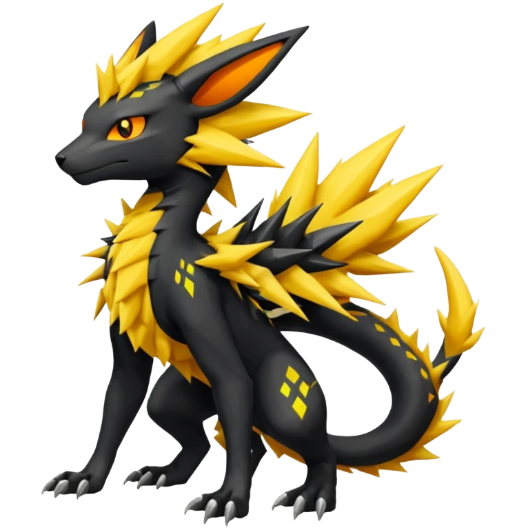 Salandit-Zygarde-Electrike-Jolteon-Manectric-Fakémon-fusion, full body emoji