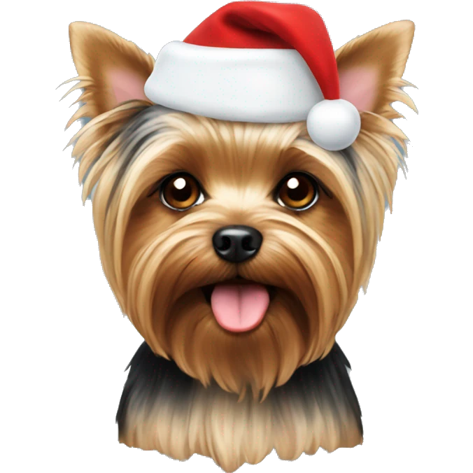 Yorkie with Santa hat emoji