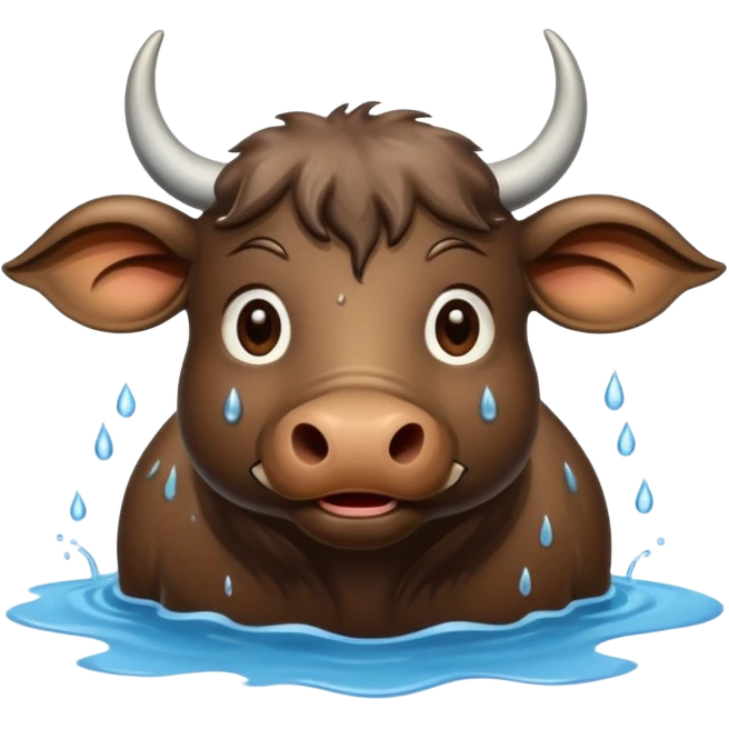 A funny water buffalo in the water  emoji
