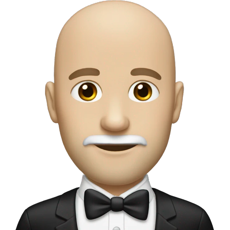 Bald white man with a black beard in a tux emoji