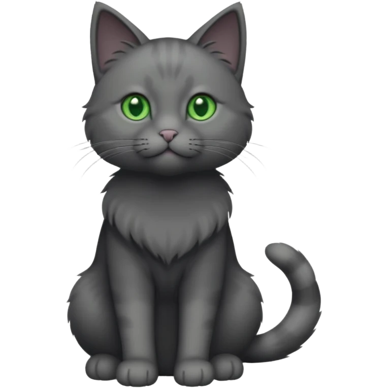 full body completely solid dark grey cat with green eyes and white paws emoji