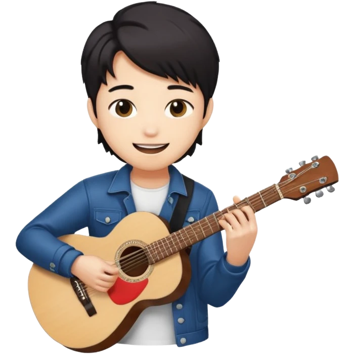 a kpop idol plying a guitar emoji