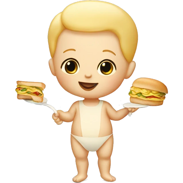 Kewpie doll holding macaroni sandwich emoji