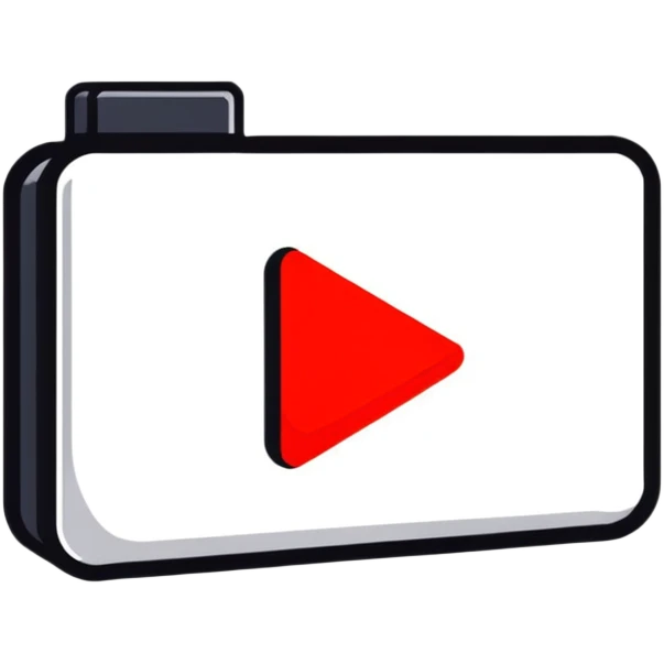 YouTube logo, red rounded rectangle with white play button emoji