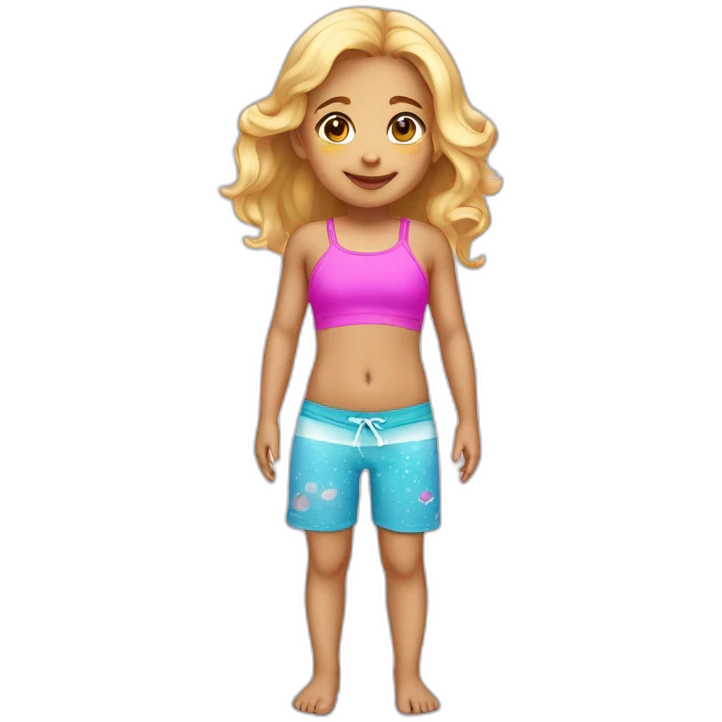 full body little female child light skin tankini cute adorable sweet emoji