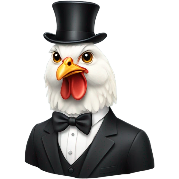 Chicken with top hat and suit emoji