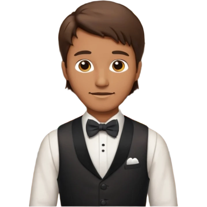 a bartender man with bow tie and vest, having brown hair















 emoji