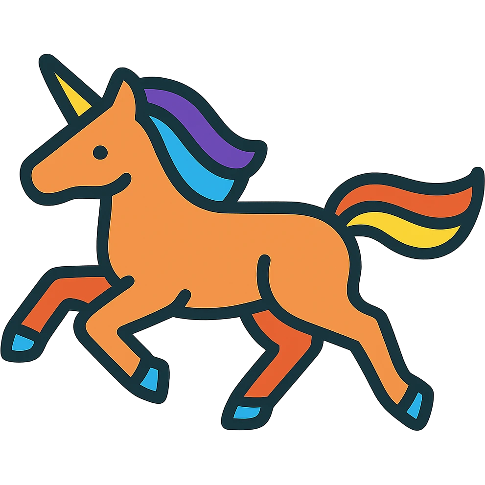 Add a pale lavender background behind the running unicorn icon, keeping the rest of the design unchanged, logo style. emoji