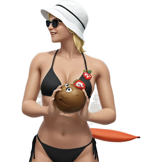 girl in bikini by ocean emoji