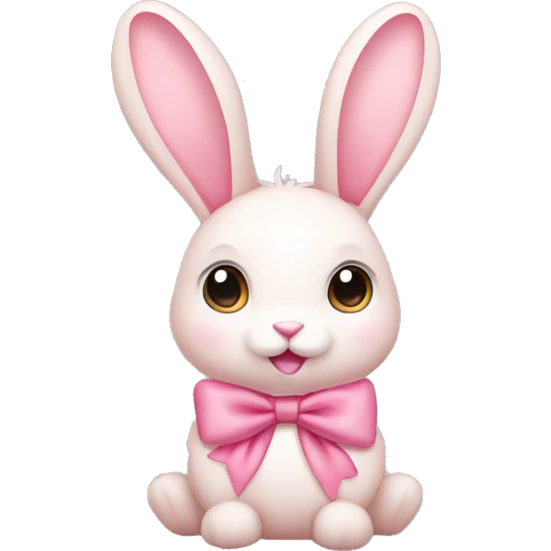 light pink bunny with a bow around its neck  emoji