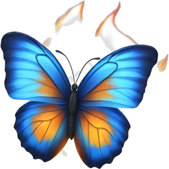 blue butterfly on fire emoji