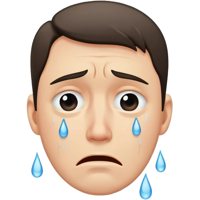 A man with tears streaming down his face, crying with sadness emoji