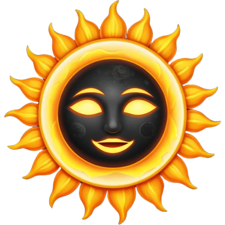 Eclipse – Dark moon covering sun, glowing corona emoji