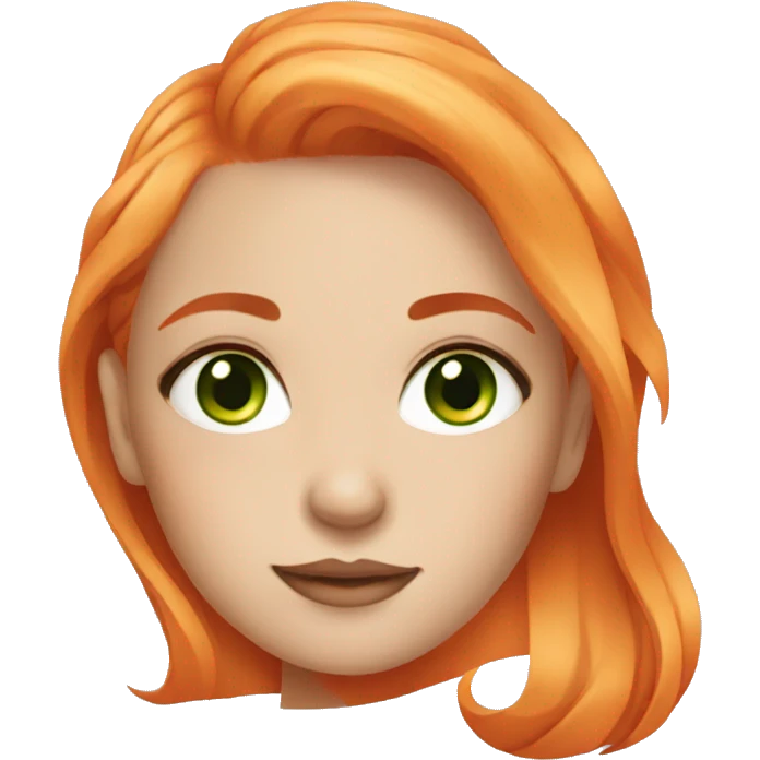 girl with orange hair and green eyes doing skincare emoji