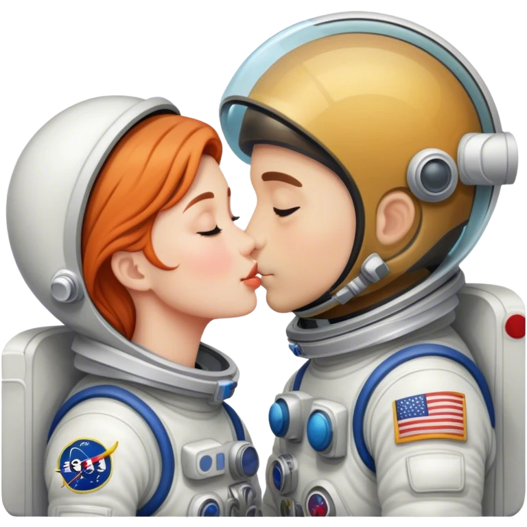 Astronaut couple kissing together  emoji