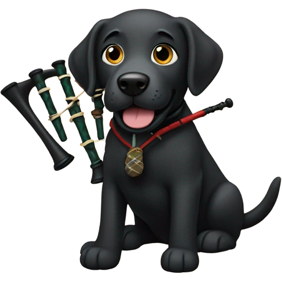 Black Labrador playing the bagpipes emoji