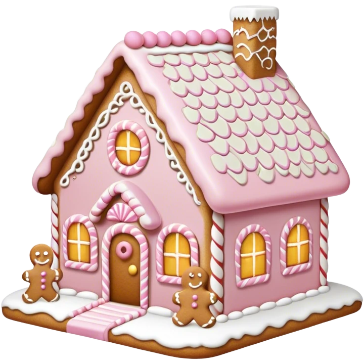 light pink and gold and white gingerbread house emoji