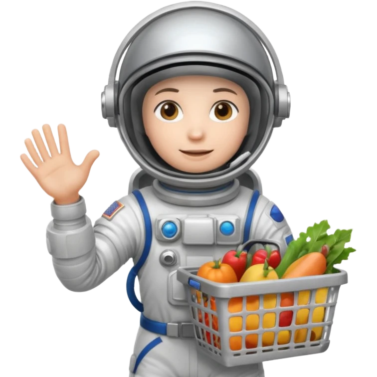 astronauta con canasta para hacer compras vacía emoji