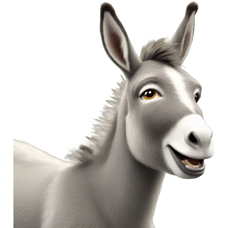Full body miniature donkey with a happy face smiling with its head turned emoji