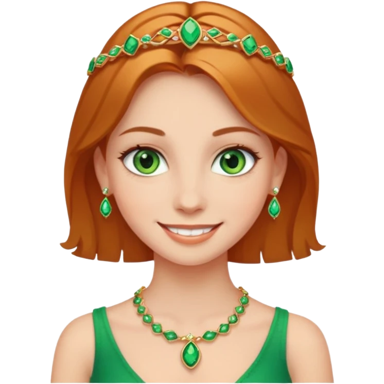 smiling girl green eyes portrait with jewelry emoji
