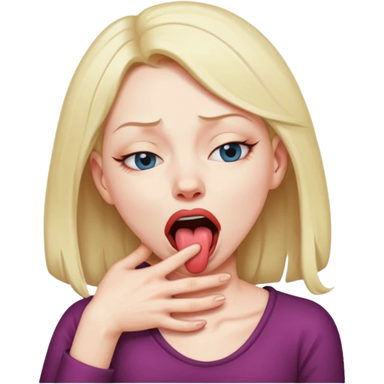 Woman strangling herself with tongue out and eyes shut emoji