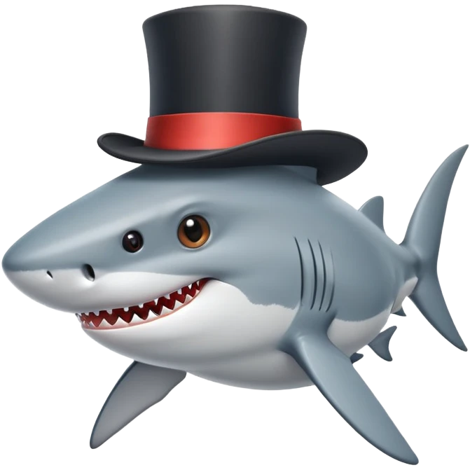 Shark with a top hat emoji