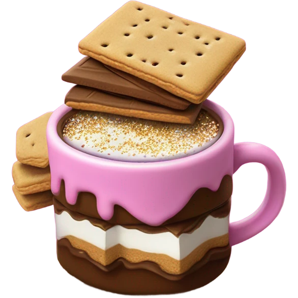 S’more’s with hot pink chocolate and glitter  emoji