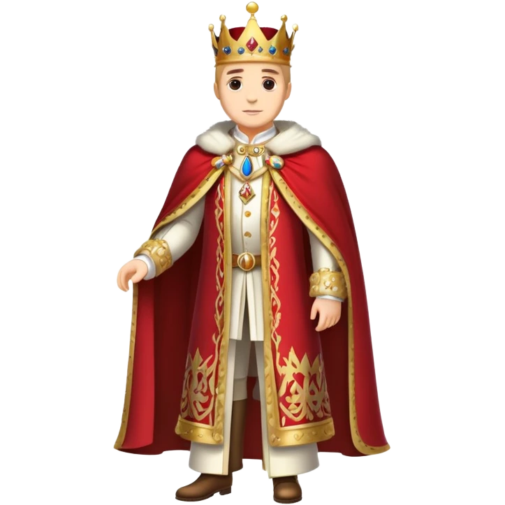Full body of Francisco I, royal king standing in royal attire with crown and cape emoji