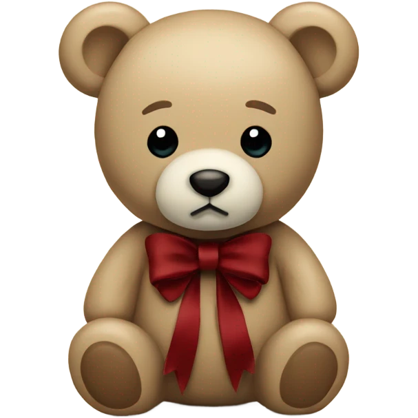 Beige teddy bear with a dark red bow emoji