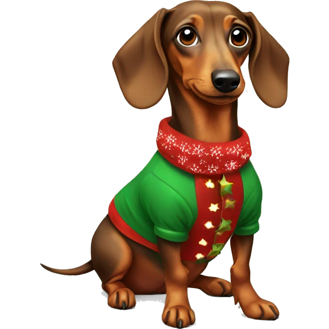 Dachshund wearing Christmas outfit emoji