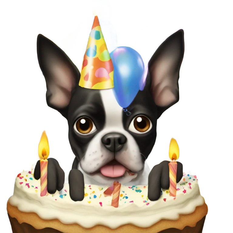 Two Bostonterriers birthday party emoji