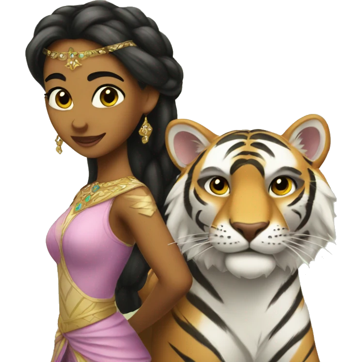 Jasmine princess and her tiger rajah  emoji