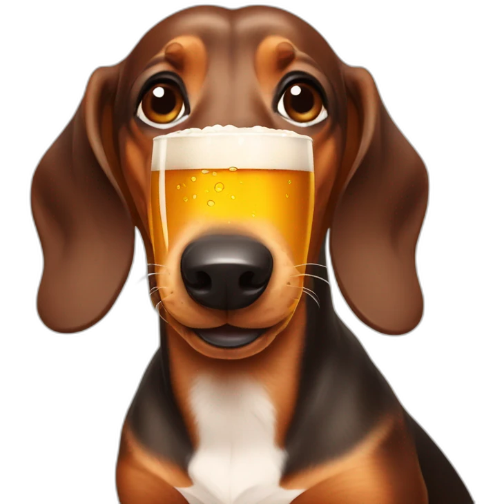 dachshund drinking beer emoji