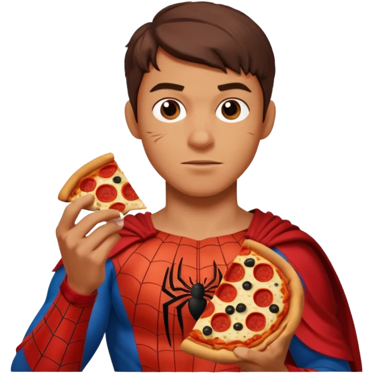 spiderman, wearing Rome ancient custome, with pizza emoji
