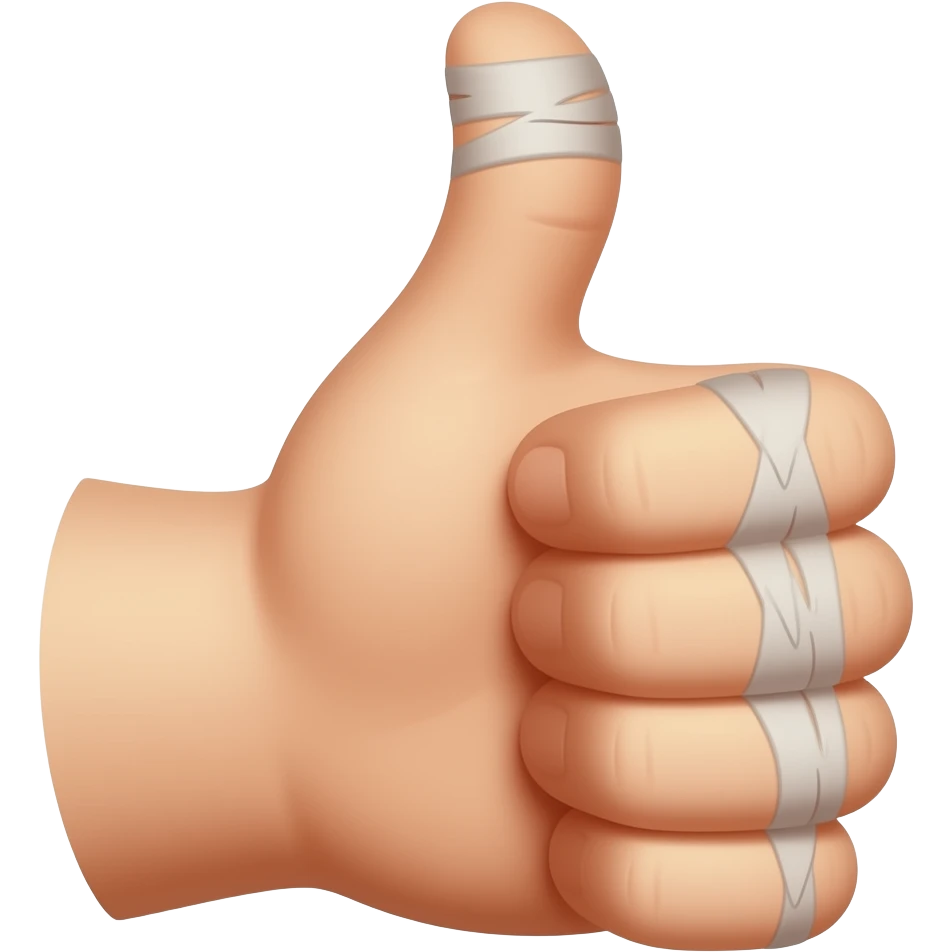 A thumbs up with a thumb that has been cut in half but healed emoji