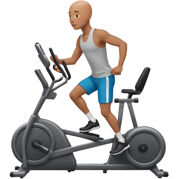 bald African American man on elliptical machine emoji