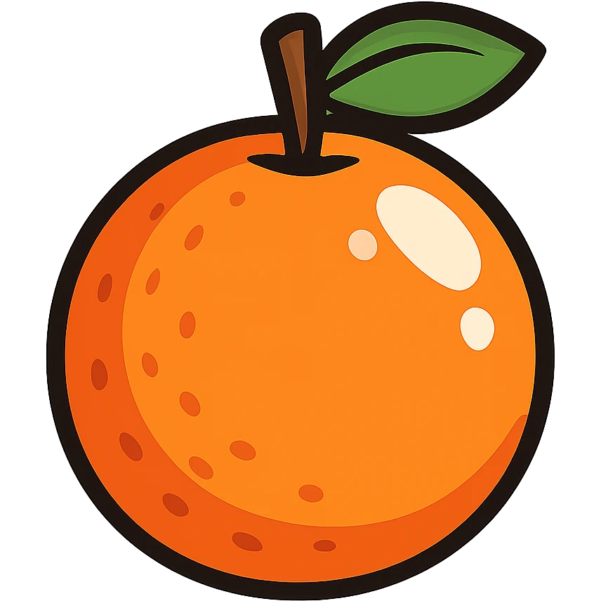 shiny orange fruit, cartoon style, bright, shiny, minimal background emoji