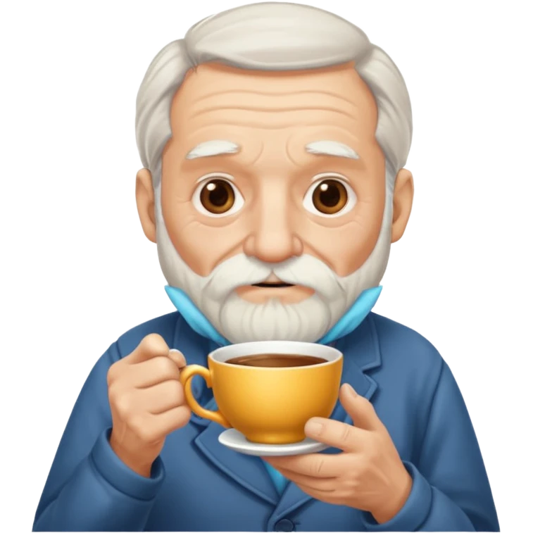 Bearded elderly with teacups long beard emoji