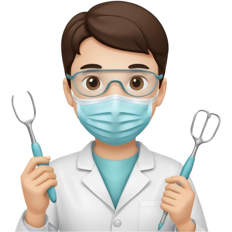 dentist with mask, holding dental tool emoji