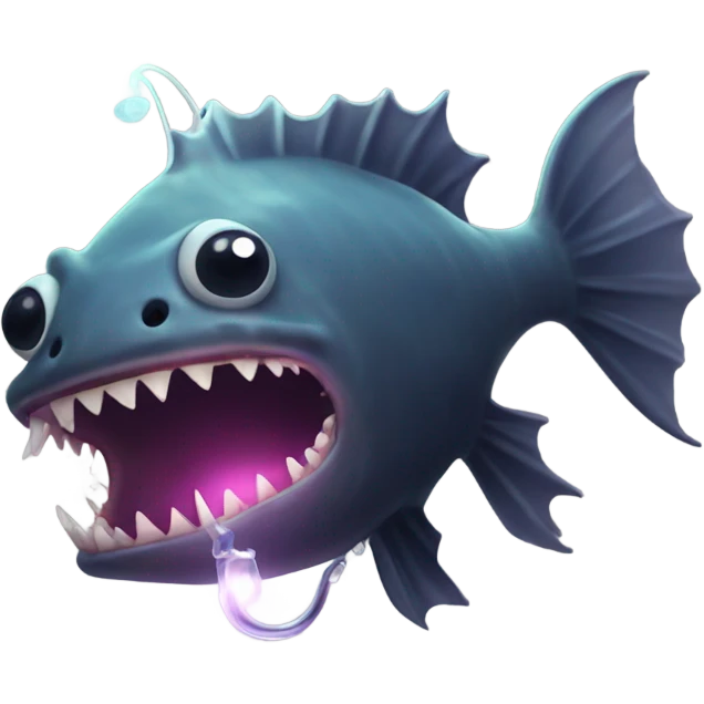 Anglerfish with glowing lure, sharp teeth, and big eyes. emoji