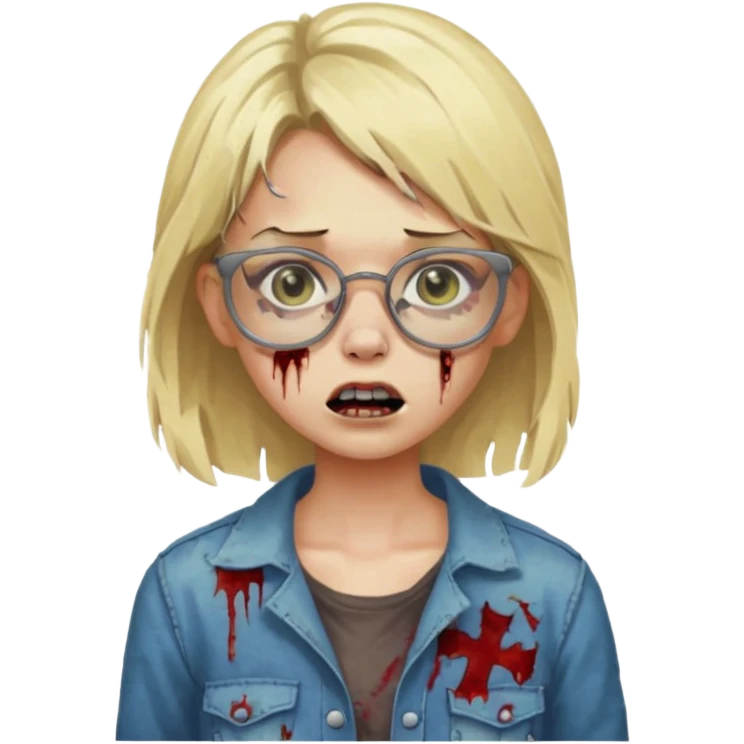 apple zombie emoji girl blonde with glasses emoji