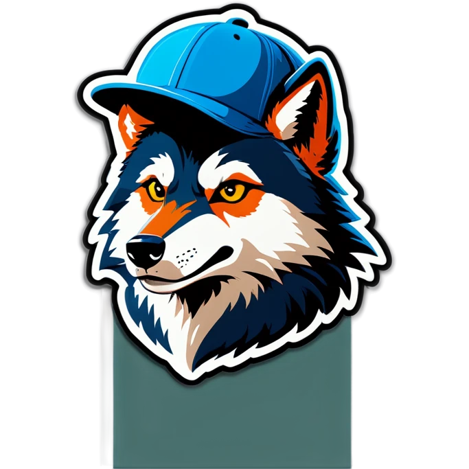 Loup gris avec casquette pleure  emoji