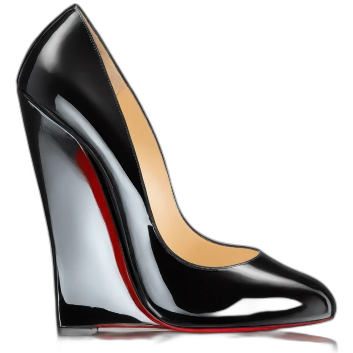 WEDGE heel LOUBOUTIN black leather PATENT emoji